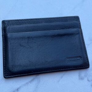 Coach black leather card case